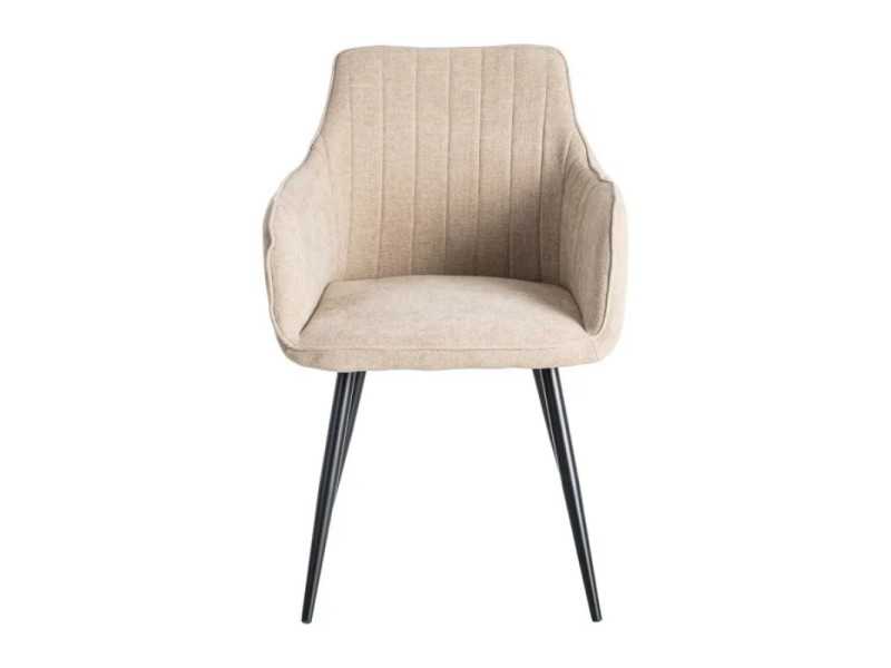 Fabric-upholstered designer chair with metal legs - MANILA BEIGE