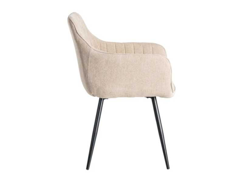 Fabric-upholstered designer chair with metal legs - MANILA BEIGE