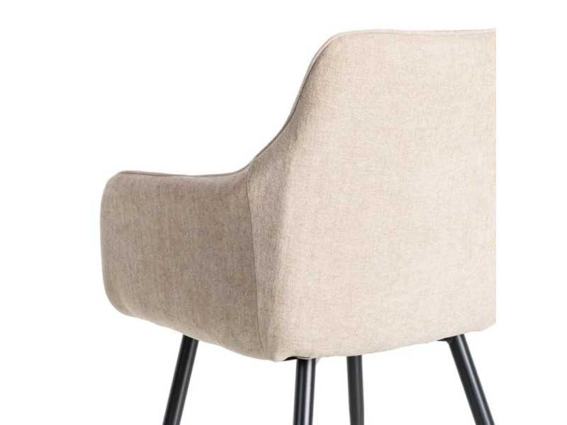 Silla de diseño tapizada en tela con patas de metal - MANILA BEIGE