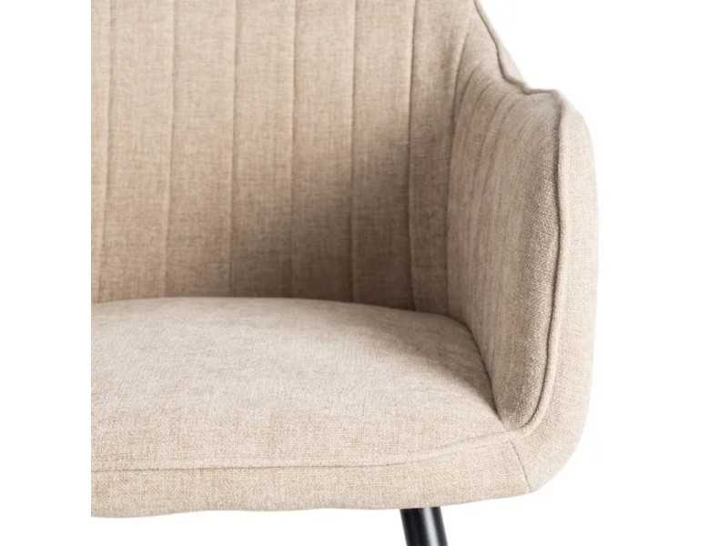 Fabric-upholstered designer chair with metal legs - MANILA BEIGE