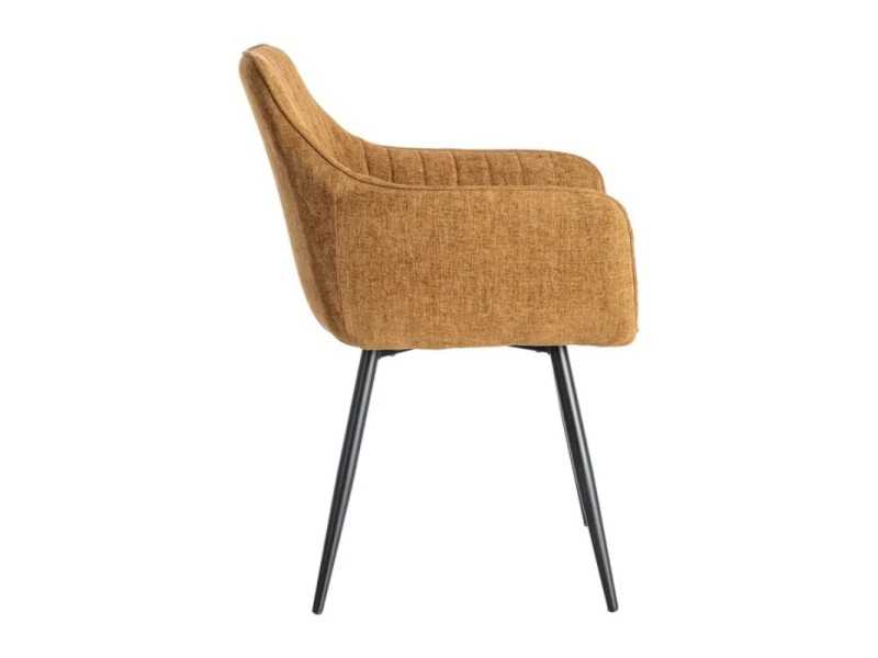 Fabric-upholstered designer chair with metal legs - MANILA MARRÓN