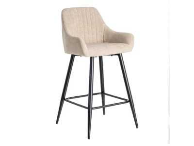 Fabric-upholstered designer stool with metal legs - MANILA BEIGE