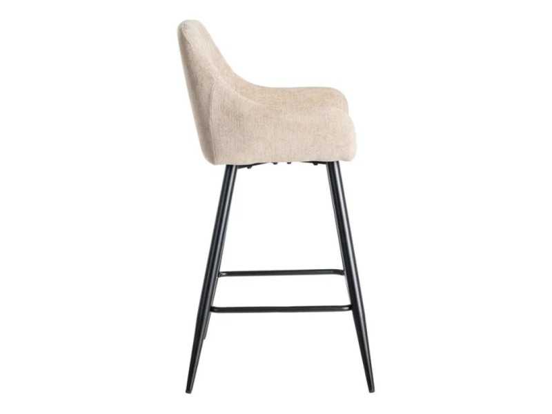 Taburete de diseño tapizada en tela con patas de metal - MANILA BEIGE