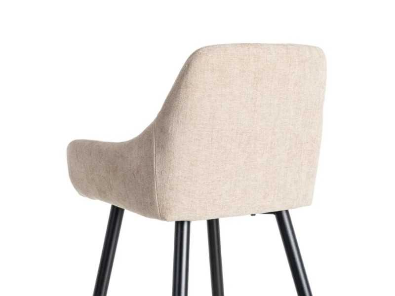 Taburete de diseño tapizada en tela con patas de metal - MANILA BEIGE