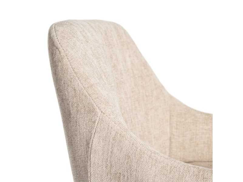 Fabric-upholstered designer stool with metal legs - MANILA BEIGE