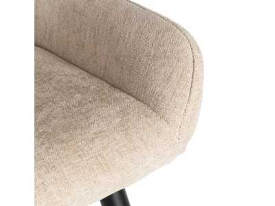 Fabric-upholstered designer stool with metal legs - MANILA BEIGE