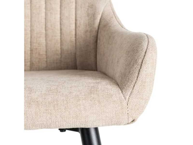 Fabric-upholstered designer stool with metal legs - MANILA BEIGE