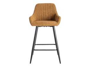 Fabric-upholstered designer stool with metal legs - MANILA MARRÓN 2