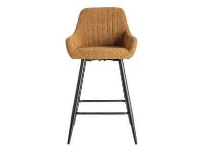 Fabric-upholstered designer stool with metal legs - MANILA MARRÓN
