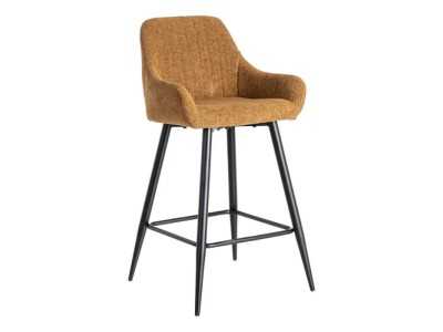 Taburete de diseño tapizada en tela con patas de metal - MANILA MARRÓN