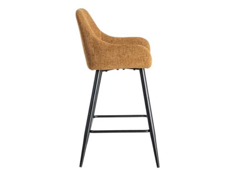 Tabouret design en tissu avec pieds en métal - MANILA MARRÓN