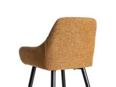 Fabric-upholstered designer stool with metal legs - MANILA MARRÓN