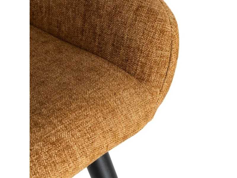 Fabric-upholstered designer stool with metal legs - MANILA MARRÓN