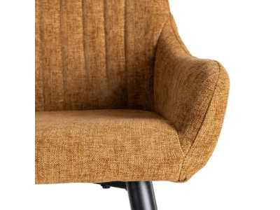 Fabric-upholstered designer stool with metal legs - MANILA MARRÓN