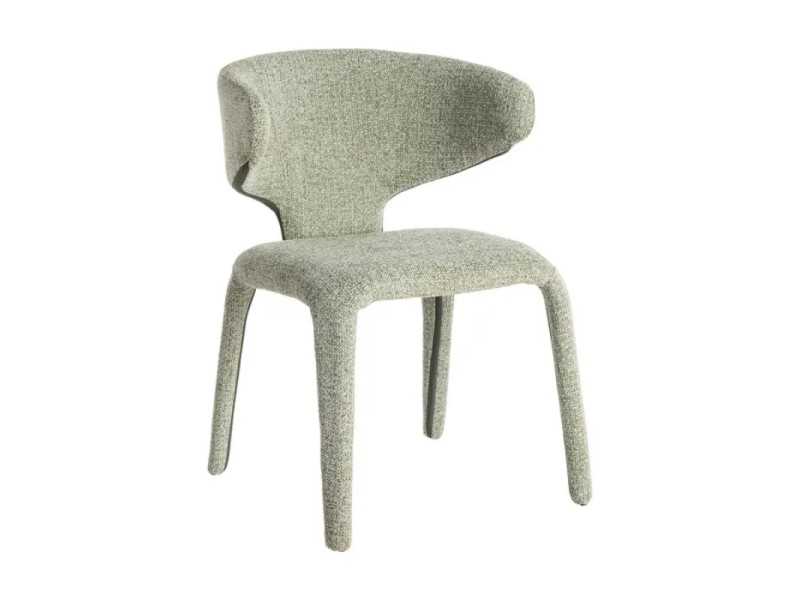 Chaise design tapissée de tissu vert chiné - ANCA VERDE