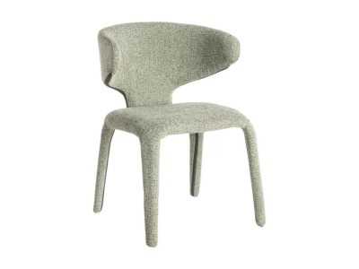 Chaise design tapissée de tissu vert chiné - ANCA VERDE