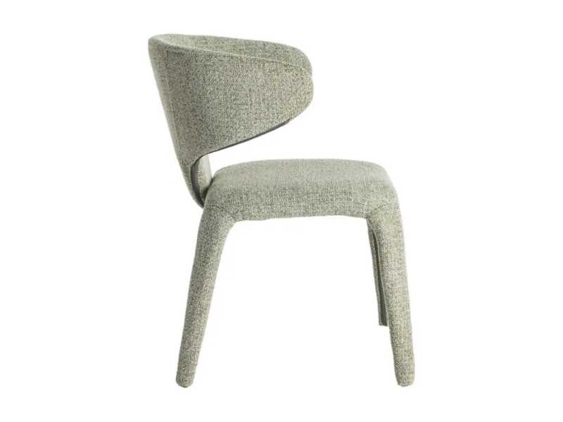 Chaise design tapissée de tissu vert chiné - ANCA VERDE
