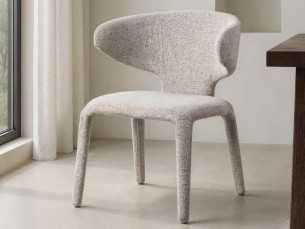 Designer chair upholstered in gray mottled fabric - ANCA GRIS