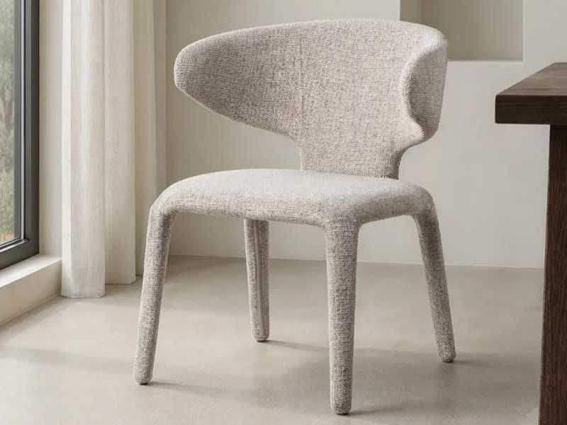 Chaise design tapissée de tissu gris chiné - ANCA GRIS