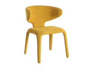 Silla de diseño tapizada en tela jaspeada color mostaza - ANCA MOSTAZA 2