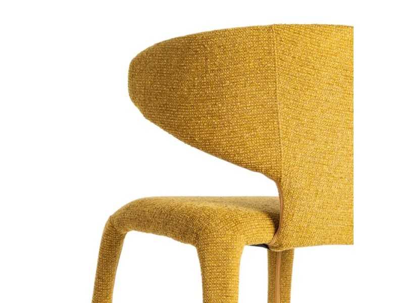Silla de diseño tapizada en tela jaspeada color mostaza - ANCA MOSTAZA