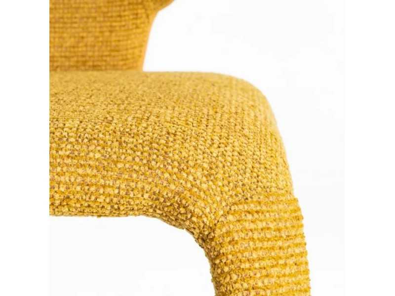 Silla de diseño tapizada en tela jaspeada color mostaza - ANCA MOSTAZA