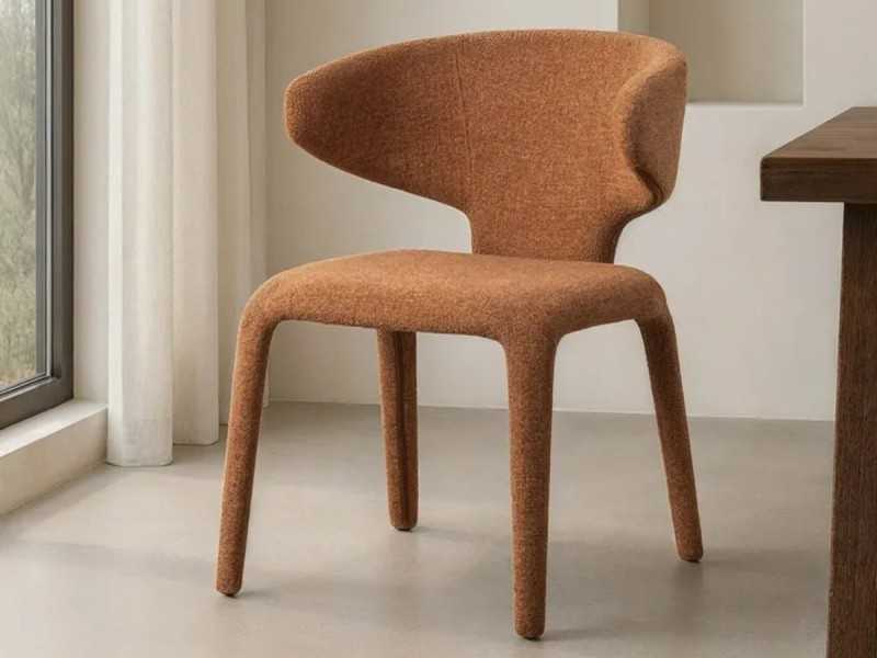 Chaise design tapissée de tissu marron chiné - ANCA MARRÓN