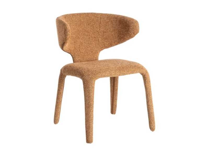 Chaise design tapissée de tissu marron chiné - ANCA MARRÓN