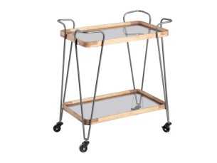 Lacquered iron and wood bar trolley with wheels - COCKTAIL RECT 2