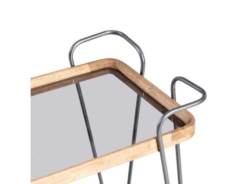 Carrito bar de hierro lacado y madera con ruedas - COCKTAIL RECT