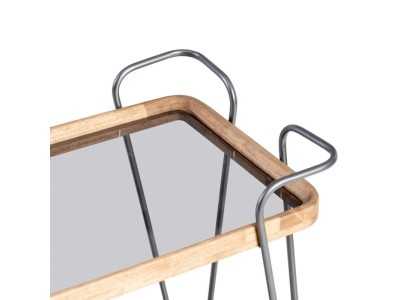 Lacquered iron and wood bar trolley with wheels - COCKTAIL RECT