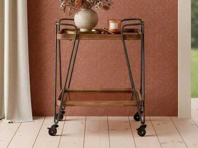 Square bar trolley made of lacquered iron and wood with wheels - COCKTAIL CUAD