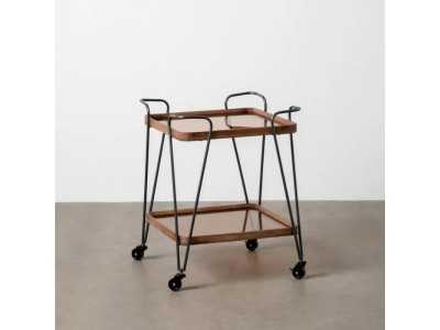 Square bar trolley made of lacquered iron and wood with wheels - COCKTAIL CUAD