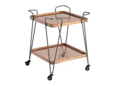 Carrito bar cuadradro de hierro lacado y madera con ruedas - COCKTAIL CUAD Carrito bar cuadradro de hierro lacado y madera con ruedas - COCKTAIL CUAD
