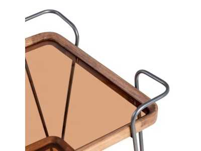 Square bar trolley made of lacquered iron and wood with wheels - COCKTAIL CUAD