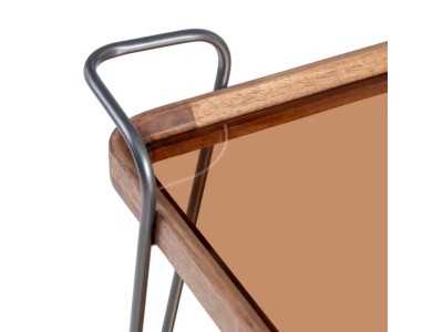Square bar trolley made of lacquered iron and wood with wheels - COCKTAIL CUAD