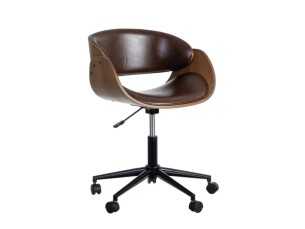 Swivel office chair upholstered in faux leather - AYMÉ MARRÓN 2