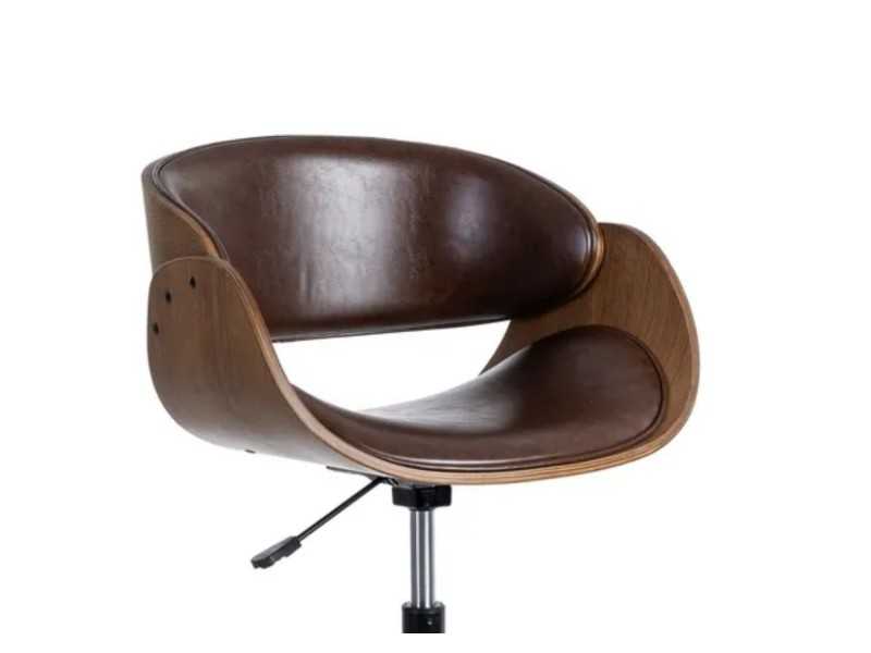 Swivel office chair upholstered in faux leather - AYMÉ MARRÓN