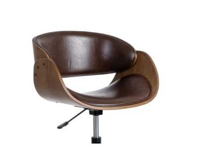 Swivel office chair upholstered in faux leather - AYMÉ MARRÓN