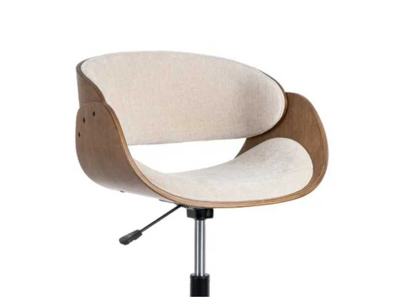 Silla de oficina giratoria tapizada en tela crema - AYMÉ TELA