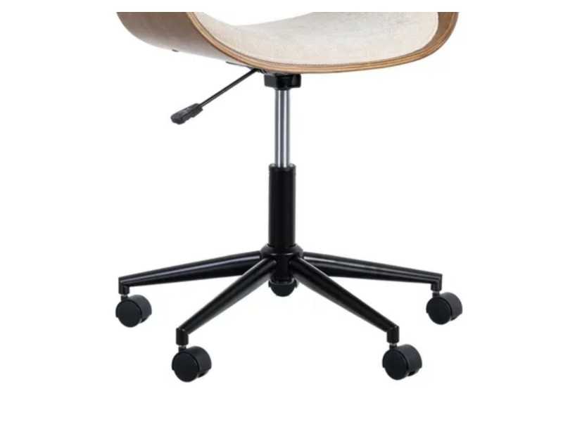 Chaise de bureau pivotante tapissée de tissu crème - AYMÉ TELA