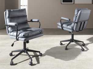 Silla de oficina giratoria tapizada en tela gris - ADRIEN