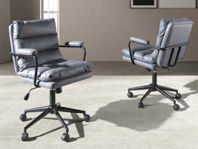 Swivel office chair upholstered in gray fabric - ADRIEN