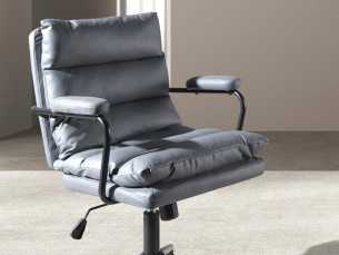 Chaise de bureau pivotante tapissée de tissu gris - ADRIEN 2