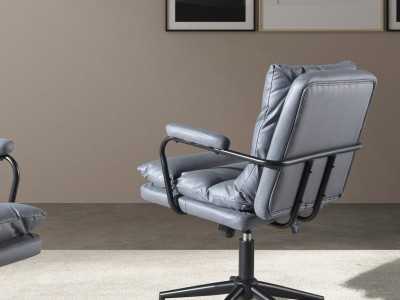 Swivel office chair upholstered in gray fabric - ADRIEN