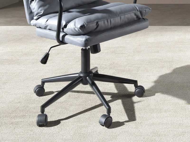 Chaise de bureau pivotante tapissée de tissu gris - ADRIEN