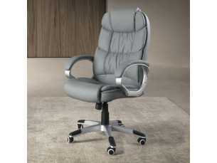 Sillón giratorio de oficina tapizado en piel sintética - ENNIO 2