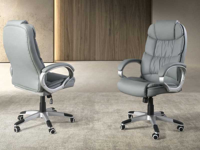 Swivel office chair upholstered in synthetic leather - ENNIO