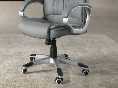 Sillón giratorio de oficina tapizado en piel sintética - ENNIO