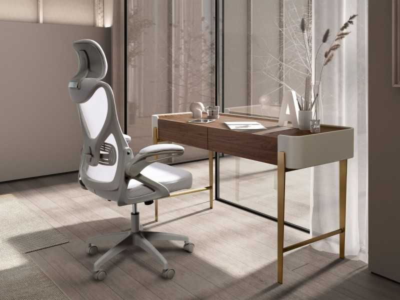 Swivel office chair upholstered in breathable fabric - TIERMES
